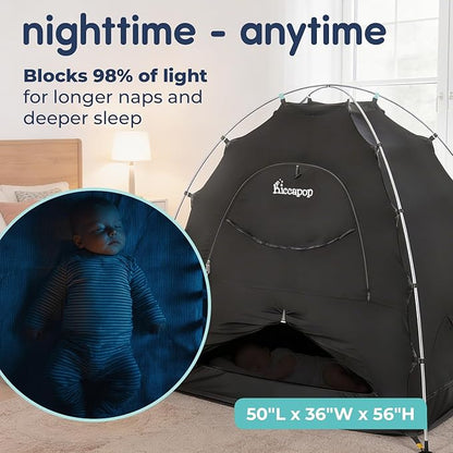 Hiccapop Daydreamer Blackout Tent for Pack and Play, Patented Portable Crib Tent, Blackout Canopy Crib Cover, Sleep Pod for Kids