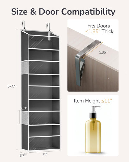 ULG Over The Door Organizer with 6 Large Pockets 12 Side Pockets, 50lbs Weight Capacity Door Hanging Organizer for Bedroom, Bathroom, Pantry, Nursery Storage, Beige