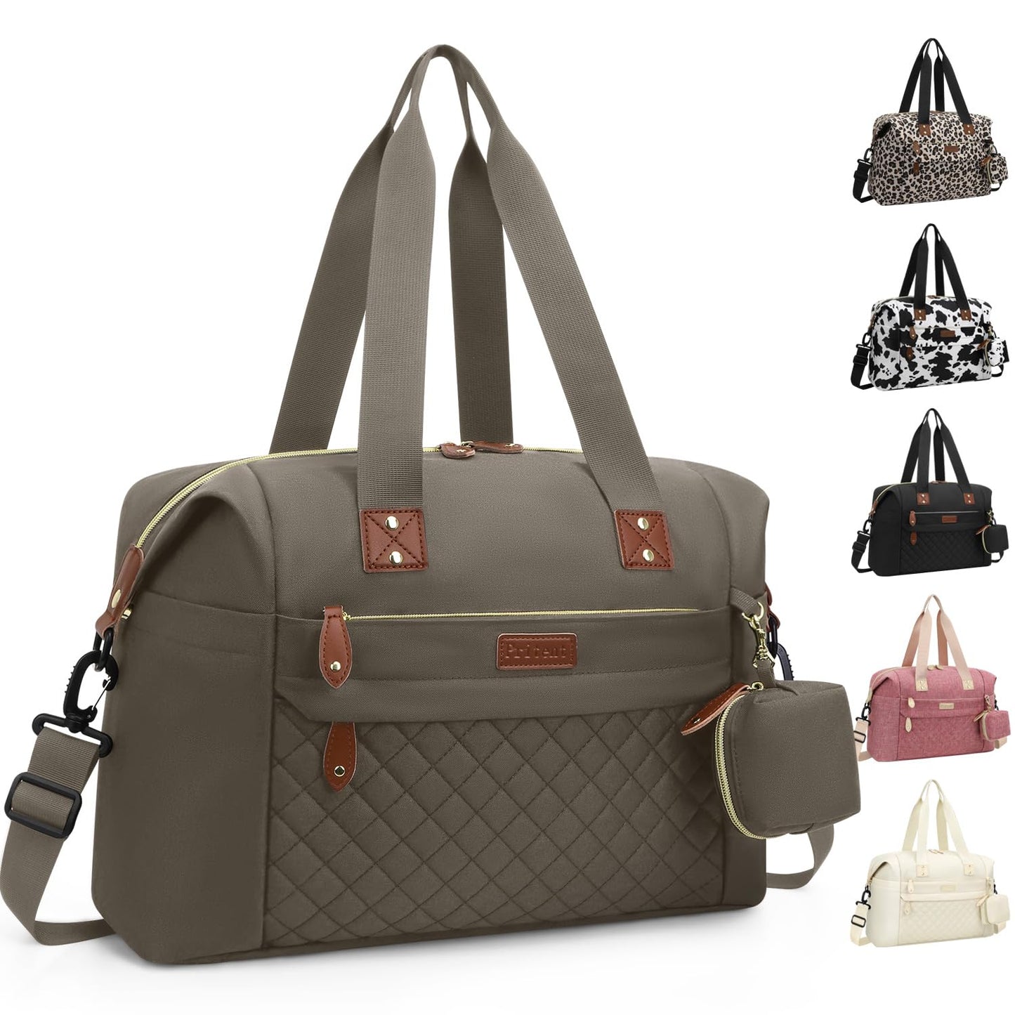 Pritent Diaper Bag Tote - Diaper Baby Bags with Pacifier Case, Shoulder Straps, Stroller Clips, Waterproof Large Mommy Maternity Travel Baby Bag for Mom and Dad, Green, Medium