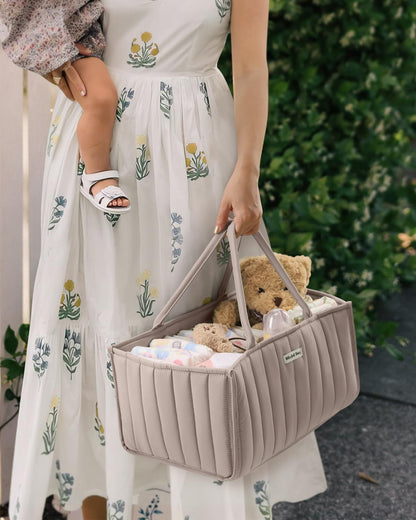 Blissful Diary Baby Diaper Caddy Organizer, Stylish Storage Basket for Newborn Essentials and Diaper Station, Gift for Baby Shower and Registry Must-Have, Mocha Brown