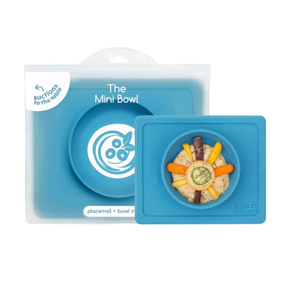 ezpz Mini Bowl (Pewter) - 12 Months+ - 100% Silicone Suction Placemat + Bowl for Toddlers - Comes with a Reusable Travel Bag
