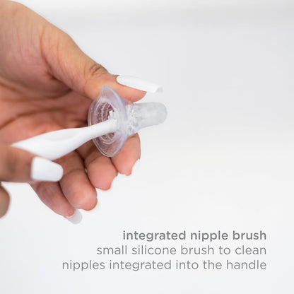 Ubbi Deluxe Baby Bottle Cleaning Set Includes a Nipple Brush with Suction Cup, Oat