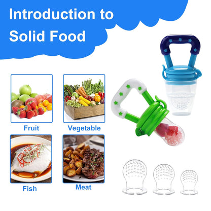 WAJIAYON Baby Fruit Feeder Pacifier | Infant Food Feeder Pacifier & Food Dispensing Spoon | Fresh Fruit Teethers for Babies | Silicone Feeder Baby,Mesh teethers for Babies Gifts for Boys and Girls