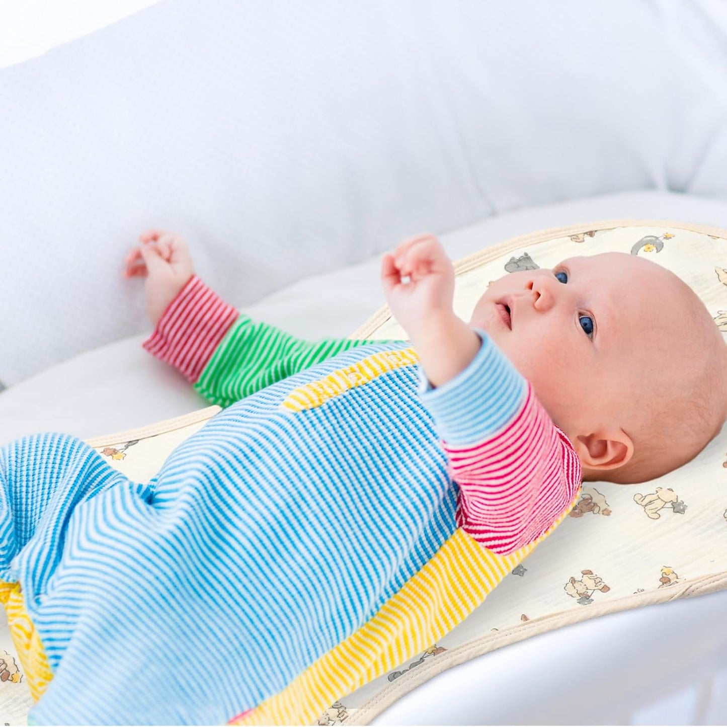 Hahafelt 3 Pcs Changing Pad Liners Fits in Peanut Shape Changing Pad Waterproof Diaper Mats Organic Cotton Peanut Mats are Warm on Baby's Back, Washable Reusable (Starry Style,Multicolor)