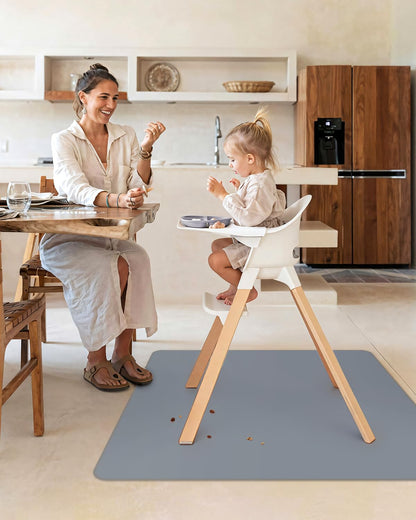 Blissful Diary Baby Splat Mat for Under High Chair, 50.4 x 50.4 Inch Wipeable Splash Mat, Waterproof and Washable, Anti-Slip Floor Protector, Retro Rainbow