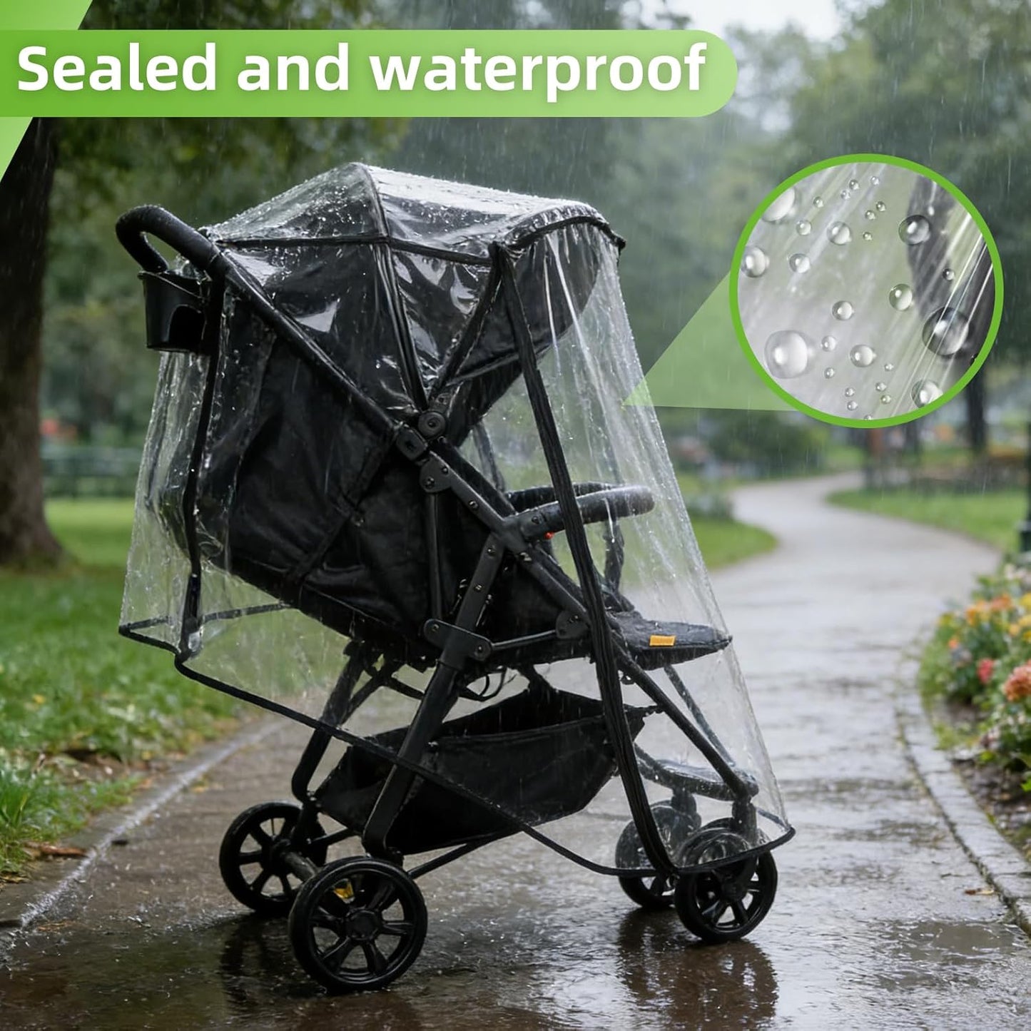 Rain Cover for Zoe Twin Double Stroller, Custom Fit Waterproof Stroller Rain Cover with Clear EVA, Ventilation Holes & Side Zipper, Easy Install & Compact Storage (Jogger not Included)