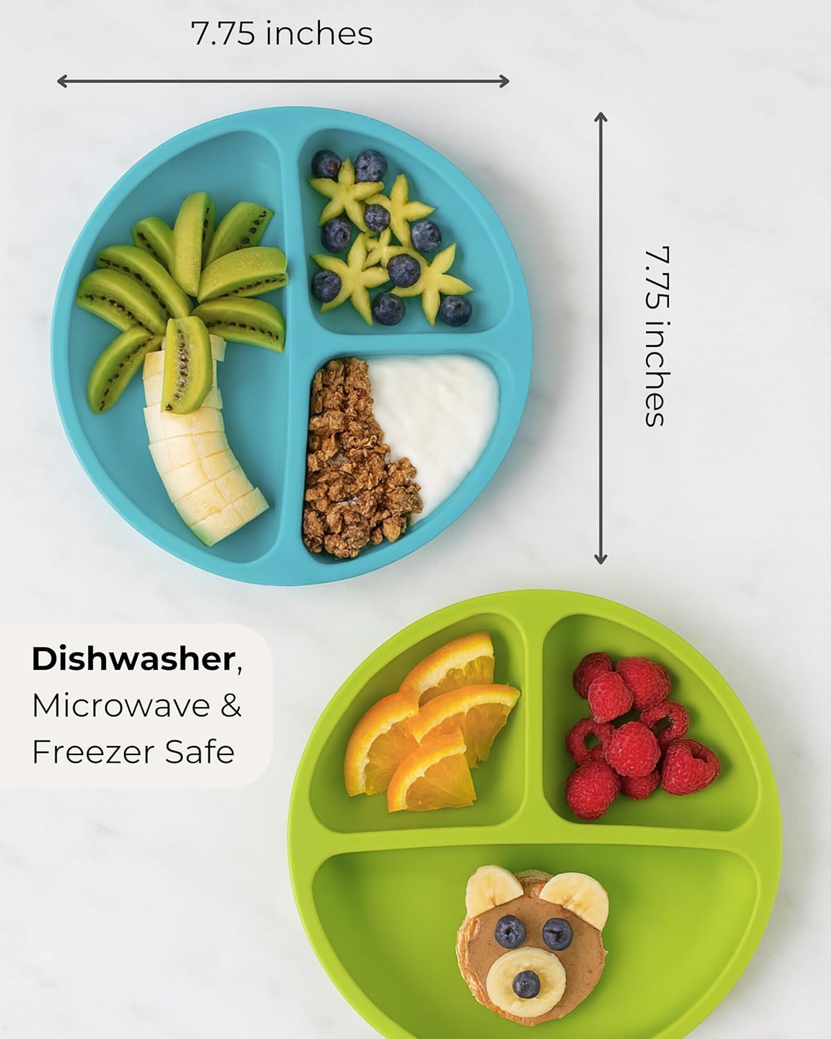 Hippypotamus Toddler Plates with Suction - 100% Food-Grade Silicone Baby Plates with Lids - Microwave & Dishwasher Safe - BPA Free - Set of 3 (Pink/Mint/Lavender with LIDS)