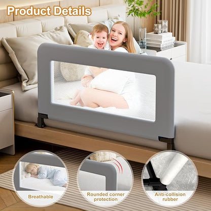 Toddler Bed Guard Rail for Baby - Sturdy Metal Safety Rail for Twin, Crib, Queen, Bunk, Full Side Beds - Kids Guardrail Protector (48 inch)