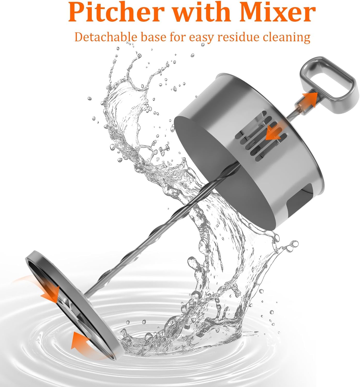 2 Pcs Mixing Pitcher for Drinks, 2 Quart/64oz Plastic Juice Pitcher with Lid, Angled Plastic Blades and Adjustable Mixer Plunger for Juice, Tea, Milk, Beverage Container