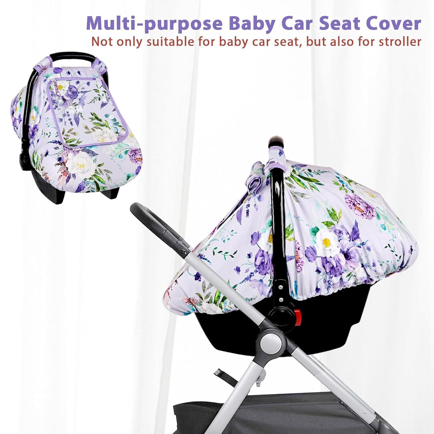 Car Seat Cover Baby Girl, Warm Winter Carseat Cover for Baby, Kick-Proof Infant Car Seat Cover with Peep Window, Windproof & Cozy, Pink Rainbow