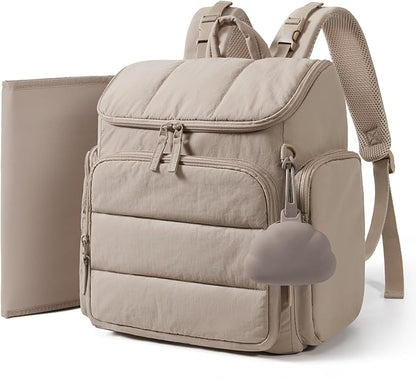 mommore Diaper Bag Backpack, Baby Bag with Waterproof Changing Pad and Stroller Straps for Toddler, Diaper Backpack for Mom Dads with Insulated Pockets & Pacifier Case, Baby Essential, Brown
