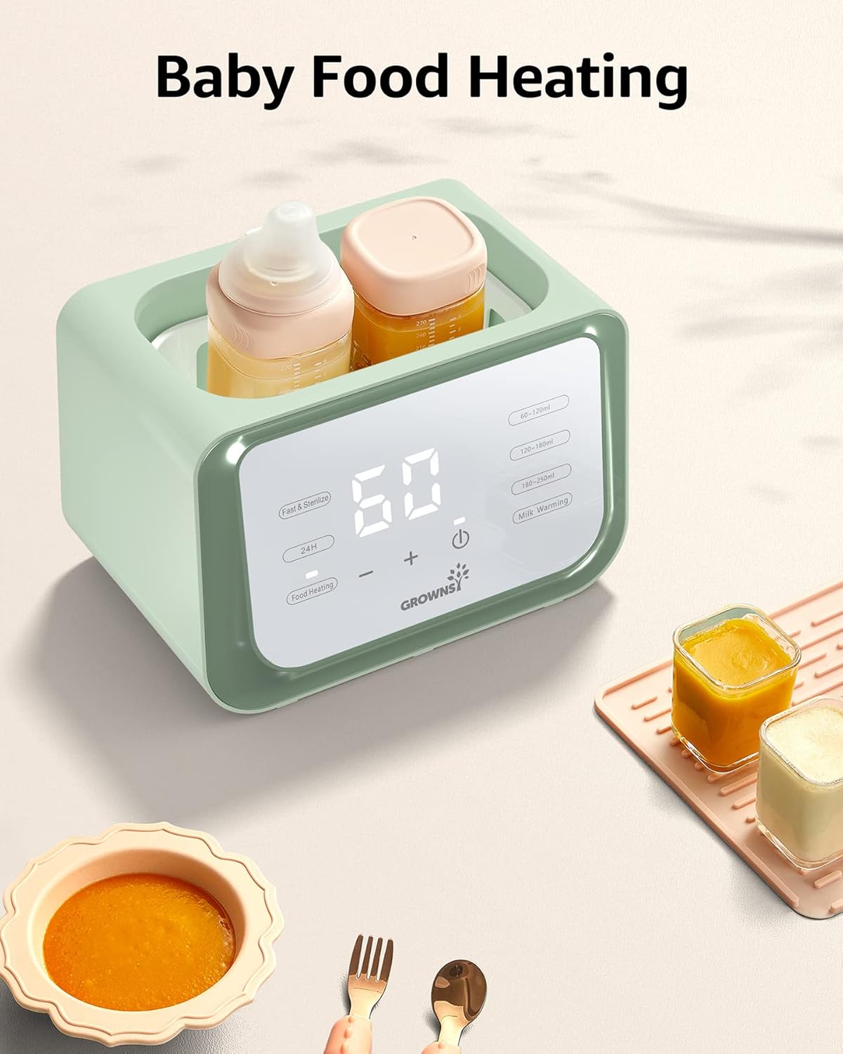 GROWSNY Fast Baby Bottle Warmer, 12-in-1 Milk Warmer with Steam and Water Bath Warming Modes for Breastmilk &Formula, Food Heating,with Thaw, Steri-lize, Egg Boil Function, Fits Most Types of Bottles