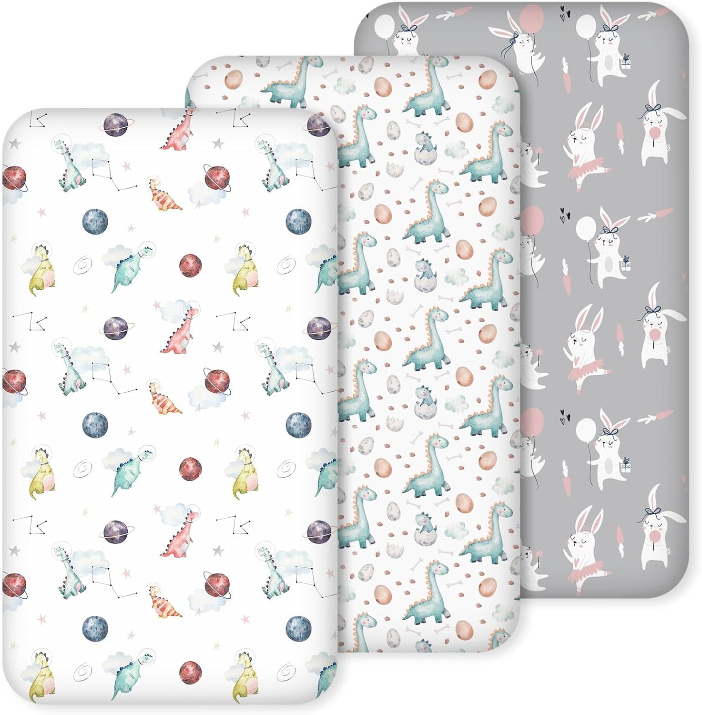 Bedside Sleeper Bassinet Fitted Sheets 20 x 33, 3 Pack Baby Delight Beside Me Dreamer,Babybond,Jimglo,koola,cowiewie,fodoss, Dream On Me Baby Square Bassinet, Pink Animal