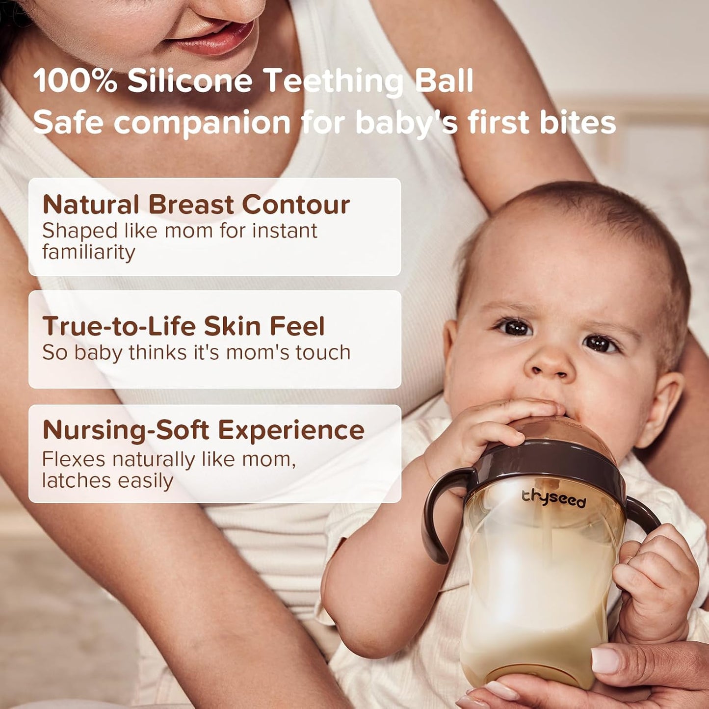 Thyseed Silicone Natural Breast-Like Bottle with Nipple(0-3 Months),8oz，1pack