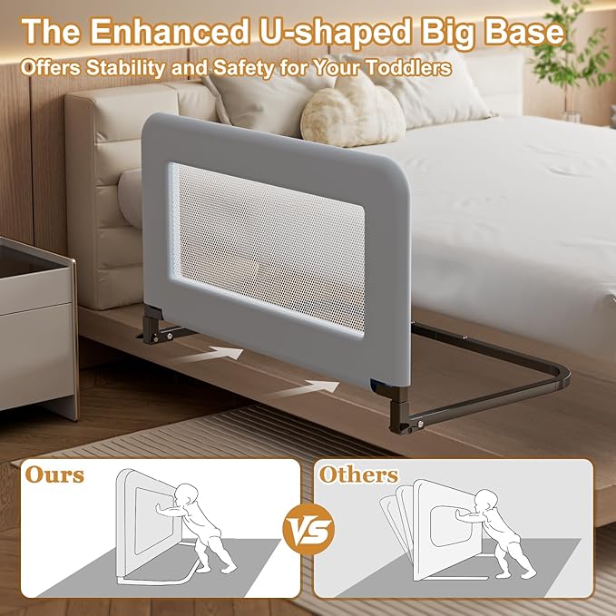 Toddler Bed Guard Rail for Baby - Sturdy Metal Safety Rail for Twin, Crib, Queen, Bunk, Full Side Beds - Kids Guardrail Protector