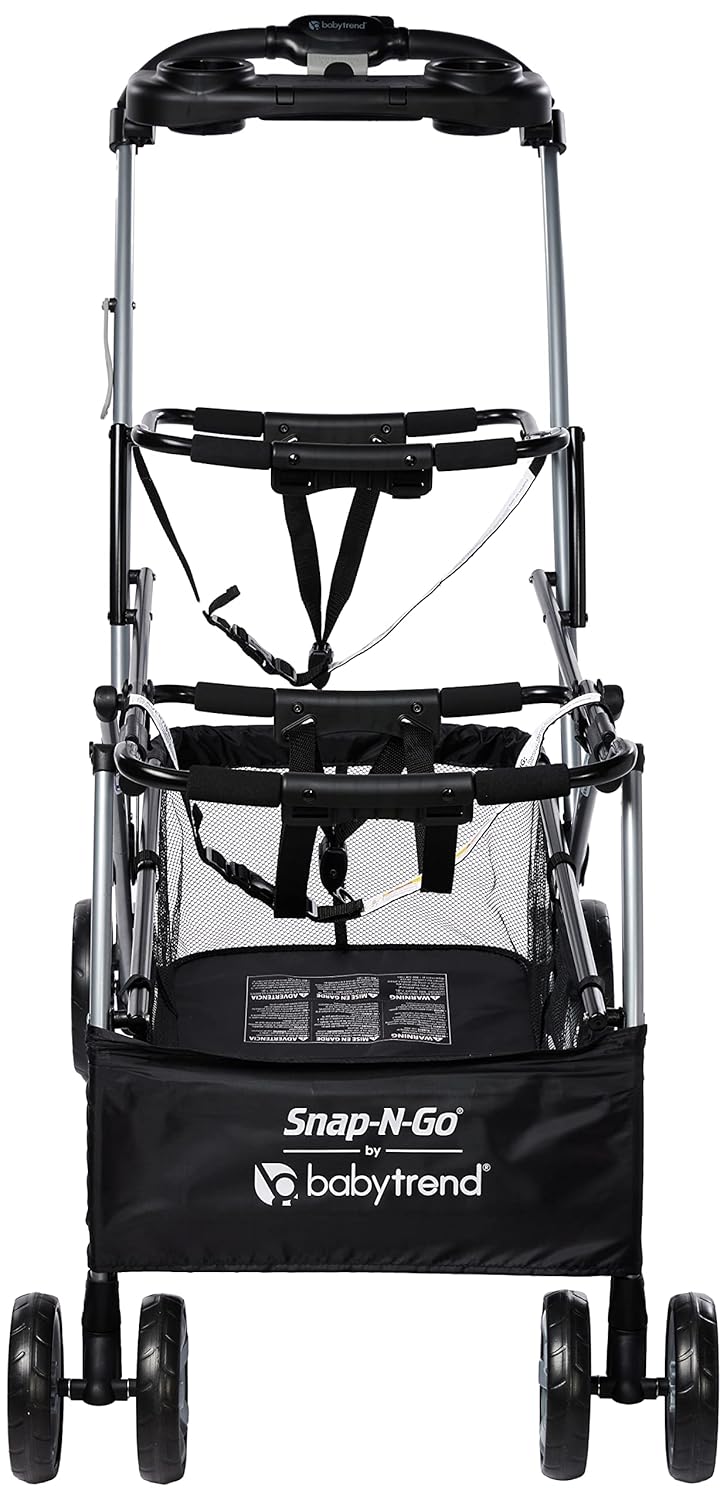 Baby Trend Snap N Go EX Polyester Lightweight Foldable Universal Single Infant Car Seat Carrier with 2 Cup Holder and Covered Compartment, Black