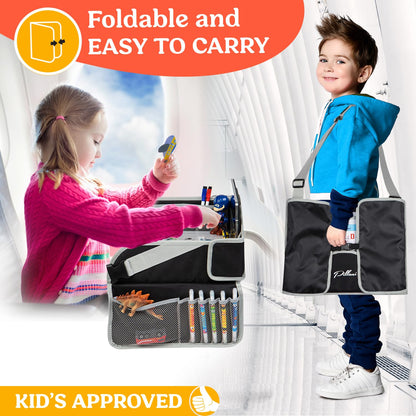 PILLANI Kids Travel Tray for Car Seat - Carseat Tray w/ iPad Holder & Dry Erase Board, Road Trip Activities - Toddler Lap Desk Organizer for Airplane - Roadtrip & Travel Essentials - Pack of 2, Pink