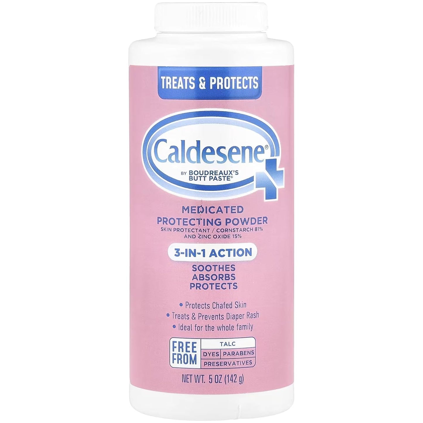 Caldesene Medicated Protecting Body Powder with Zinc Oxide and Cornstarch, Talc-Free Baby Powder Soothes & Protects, 5 Oz.