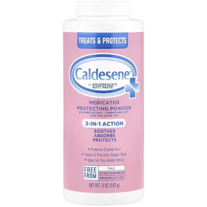 Caldesene Medicated Protecting Body Powder with Zinc Oxide and Cornstarch, Talc-Free Baby Powder Soothes & Protects, 5 Oz.