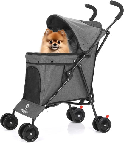 Wedyvko Travel Portable Dog Stroller, Pet Stroller for Small Puppy Dogs & Cats, Up to 33 lbs, Black
