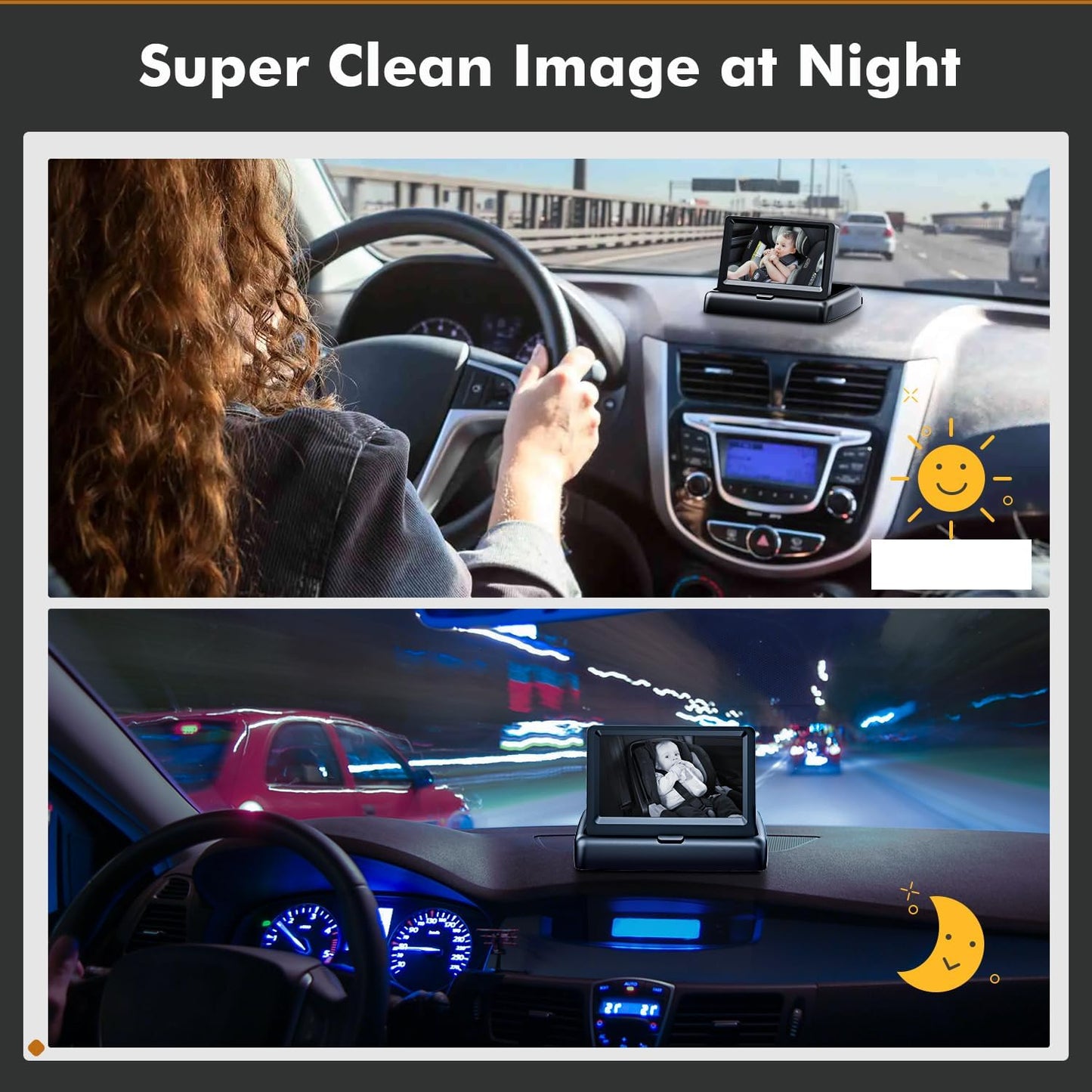 Itomoro Baby Car Mirror, View Infant in Rear Facing Seat with Wide Crystal Clear View,360° Rotation Plug and Play Easy Install baby car monitor 1080p
