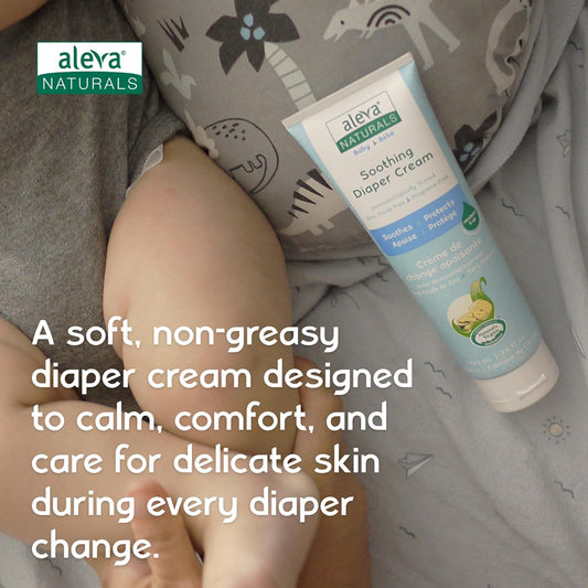 Aleva Naturals Soothing Baby Diaper Cream for Newborn and Toddlers, Fragrance-Free, Organic Shea Butter, Aloe Vera, Calendula Extracts and Sensitive Skin Friendly - 3.4 Fl Oz