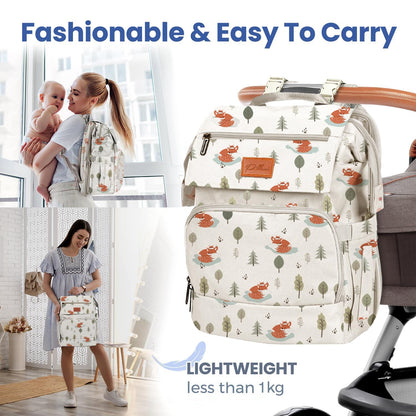 PILLANI Baby Diaper Bag Backpack - Large Waterproof Travel Diaper Bag for Boys & Girls, 16 Organizer Pockets with Changing Pad, Insulated Bottle Pockets & Stroller Straps, Baby Shower Gifts, Dinosaur