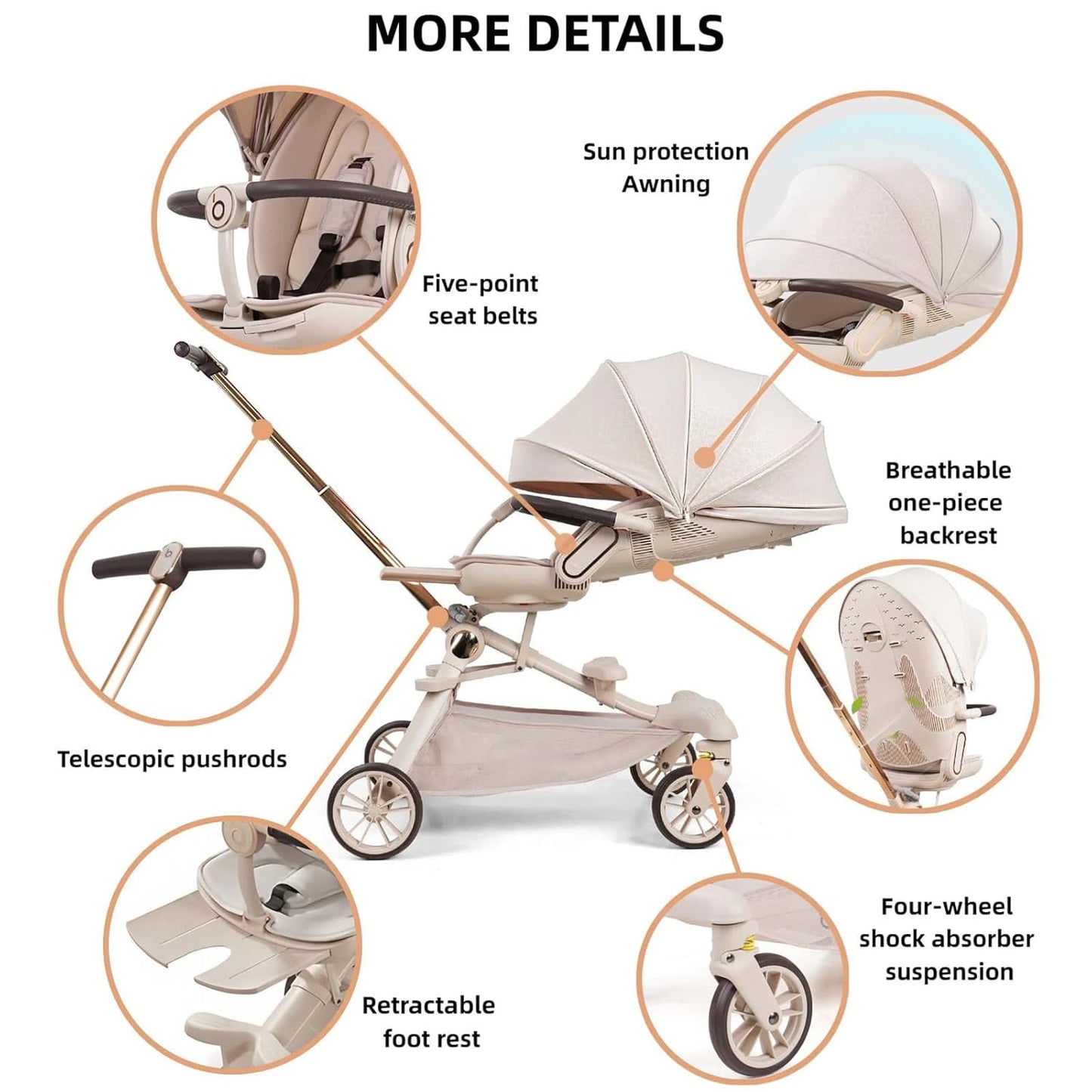 Lightweight Folding Stroller Wagon for Baby & Toddler Travel, 360° Reversible Seat, Adjustable Canopy with Storage Basket, Airplane-Friendly Compact Umbrella Stroller,Glory Black