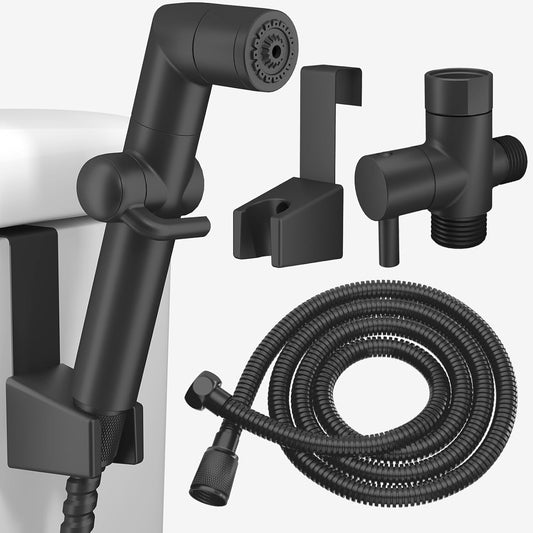 MIAOHUI Muslim Shower, Handheld Bidet Sprayer for Toilet, Cloth Diaper Sprayer, Health Faucet, Bum Gun with Hose and Holder, Wall or Tank Mount(Chrome)