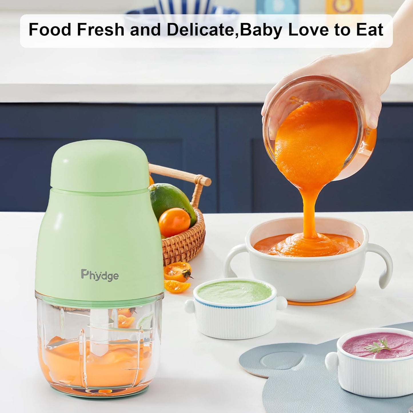 Baby Food Maker, Green Baby Food Blender, 10oz Baby Food Puree Maker, Food Processor for Baby Foods Fruit Vegetable Meat, 10-Second Quick Soft Food Prep for Baby