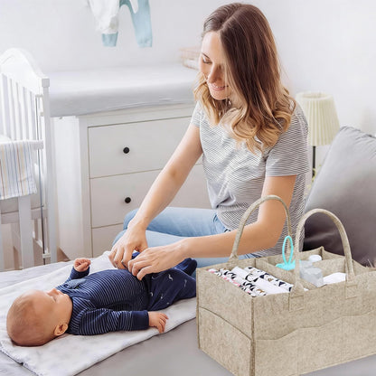 2 Pack Diaper Caddy Organizer, Portable Baby Caddy Organizer with Handle, Collapsible Nursery Storage Bin and Gift Baskets for Girls and Boys - Newborn Essentials, Baby Shower Gifts (Green)