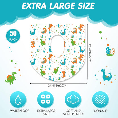 50 Packs Disposable Toilet Seat Covers Extra Large Individually Wrapped for Kids and Adults, Portable Non Slip Waterproof Potty Seat Covers for Toddlers Potty Training, Travel (Rainbow)