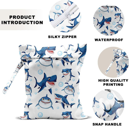 Unicorn Wet Dry Bag 12x10 Inch, Waterproof Reusable Wet Bag with Two Zippered Pockets & Handle for Swimsuit Travel Beach Pool Gym Stroller Dirty Yoga Gym Clothes Toiletries Daycare Organizer