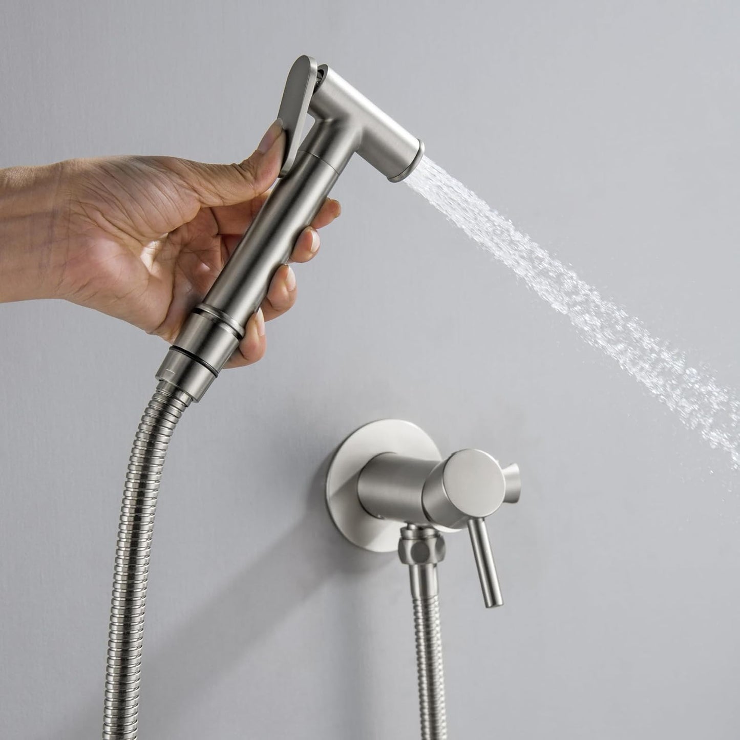 SHAMANDA Handheld Bidet Sprayer for Toilet, Stainless Steel Baby Cloth Diaper Sprayer Kit, Bathroom Toilet Bidet Attachment Set for Bathing Pets Feminine Hygiene, Matte Black BDS01-7