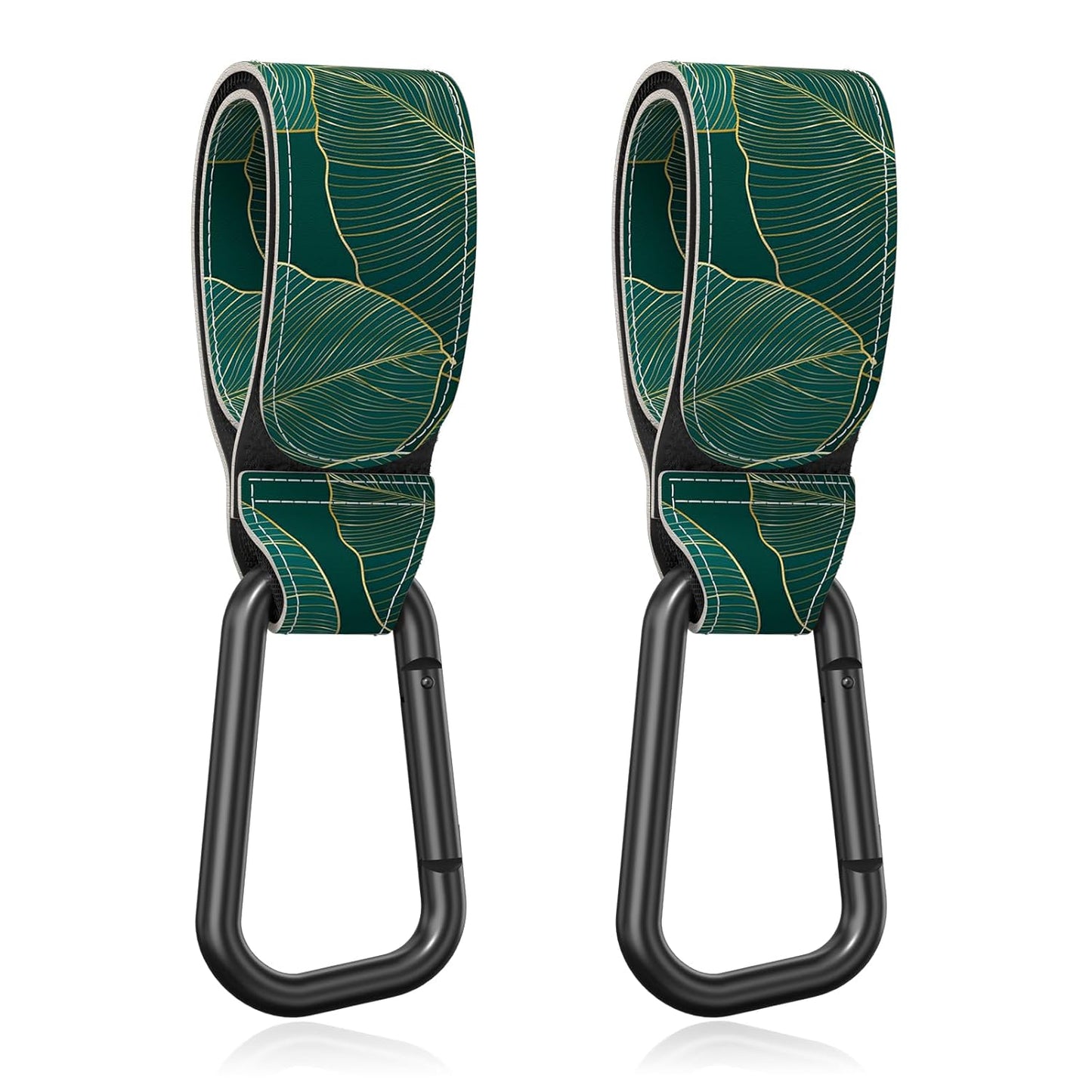 Baby Stroller Hooks for Hanging Bags, Universal Stroller Clips Accessories, Mommy Hook for Diaper Bag, Shopping Cart, Purse, Backpack - 2 Pack, Abstract Leaf