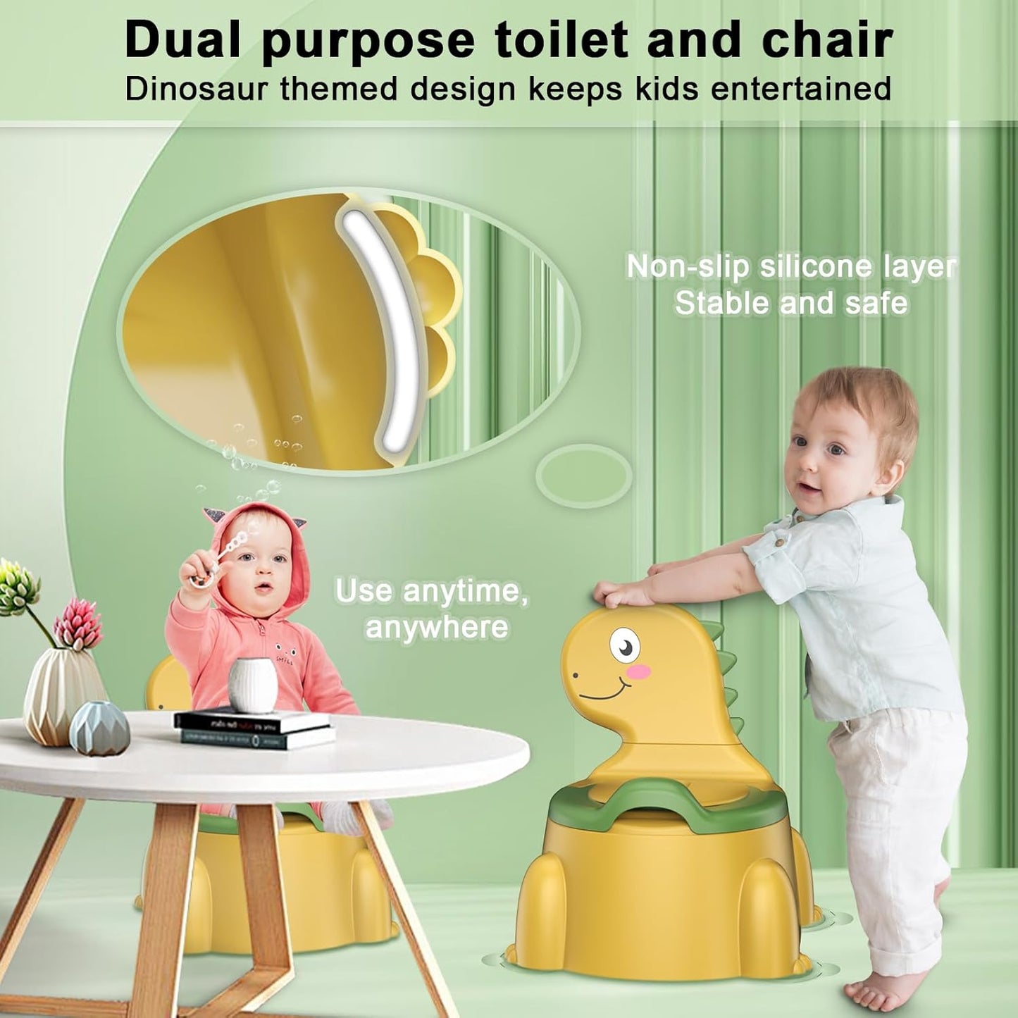 Potty Training Toilet, Toddler Potty Training Seat Baby Potty Chair, Dinosaur Toilet Potty Seat for Boys Girls Kids Toddlers, Portable Travel Potty with lid,Urinal, Splash Guard, Non-Slip Pad(Blue)