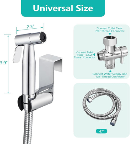 BARROCK Bidet Sprayer for Toilet, Handheld Jet Spray for Existing Toilets with Bidet Hose, Adjustable Water Pressure Muslim Shower, Stainless Steel Cloth Diaper/Feminine Wash Sprayer Brushed Nickel