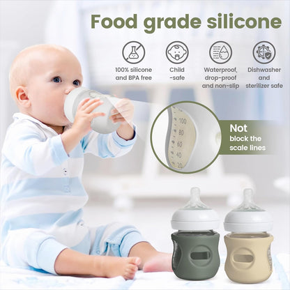 3 Pack Silicone Sleeves for Philips Avent Natural Glass Baby Bottles, Food Grade Silicone Anti Breakage Baby Bottles Holder, Compatible with Philips Avent Glass Natural Baby Bottle 8oz
