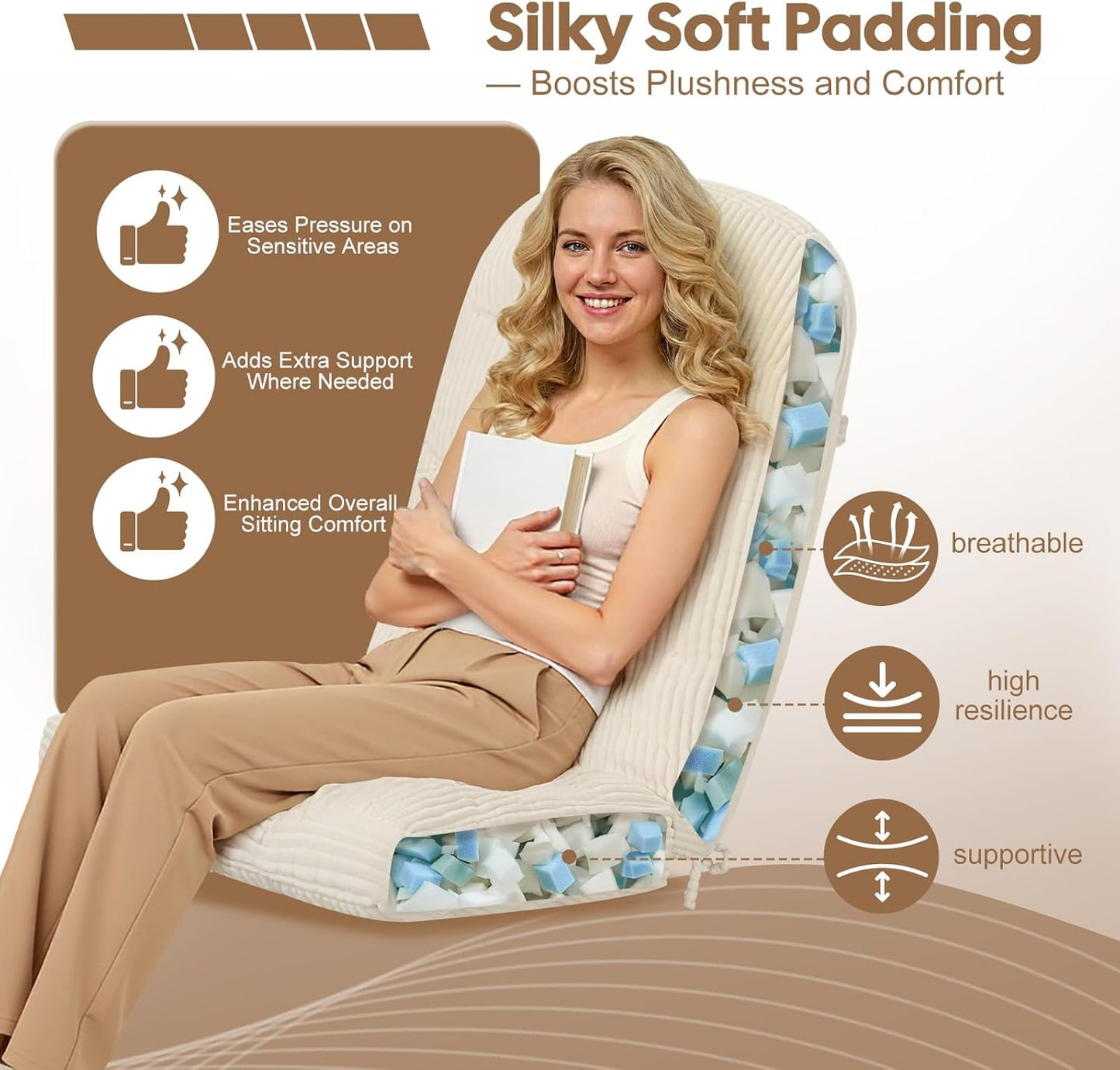 idee-home Wingback Rocking Chair Cushions Indoor, Glider Rocker Replacement Cushions with Removable Corduroy Cover, Wooden Adirondack Chair Pad Non-Slip Bottom Tufted Seat Pads with Ties, Green