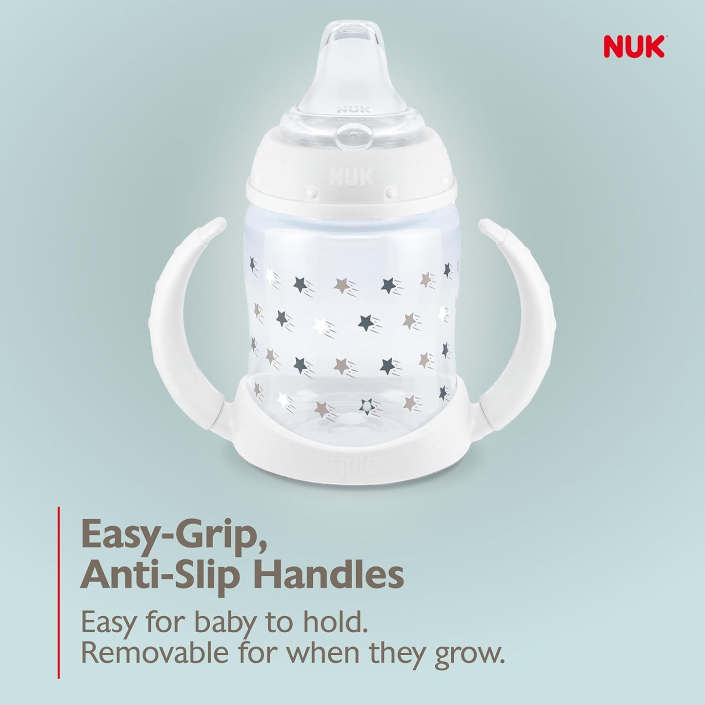 NUK Learner Cup, 5 Oz, Pack of 2, Pink Hearts, Soft Spout, Easy-Grip Handles, BPA Free, Spill Proof, Transition Sippy Cup