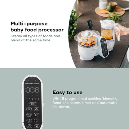 Babymoov Duo Meal Station 6-in-1: Multi-Speed Baby Food Maker, Steamer & Puree Blender, Baby Food Processor that Warms & Defrosts, Bottle Sterilizer (Nutritionist Approved), Mineral Beige