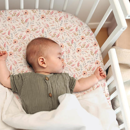lulumoon Baby Bassinet Sheets Muslin: Cotton Bedside Bassinet Sheets Leaf for Boys - Fitted for Bedside Sleeper Mattress
