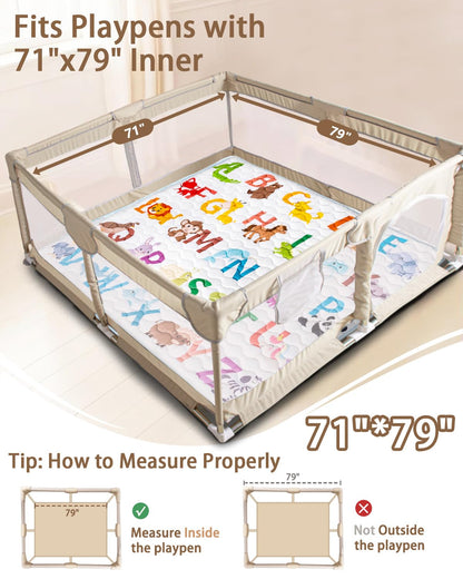 Baby Play Mat, 50x50 Playpen Mat with Super Soft Touch, Activity Mats with Upgraded Anti-Slip Bottom, Machine Washable Crawling Mats for Floor & Picnic (Animal Alphabets)