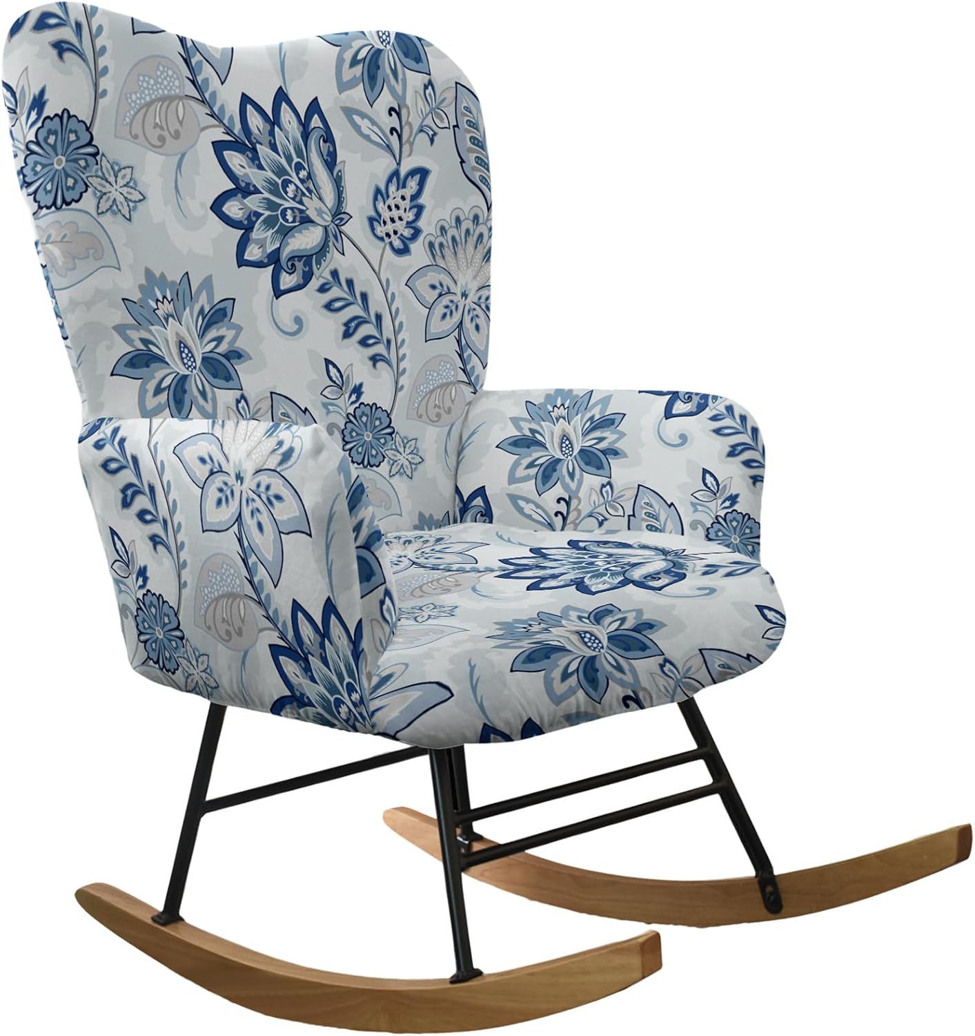 CRFATOP Jacquard 1 PC Nursery Rocking Chair Recliner Covers Upholstered Glider Rocker Banquet Armchair Slipcover Stretch Accent Chairs Furniture Protector for Living Room Bedroom Offices,Green