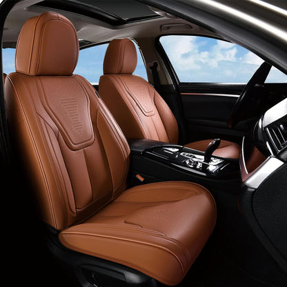 FLORICH Car Seat Covers, Brown Leather Seat Covers for Cars, Faux Nappa Leather Automotive Seat Protectors, Car Seat Cushions Universal Fit for Most Sedans SUVs Trucks - Brown