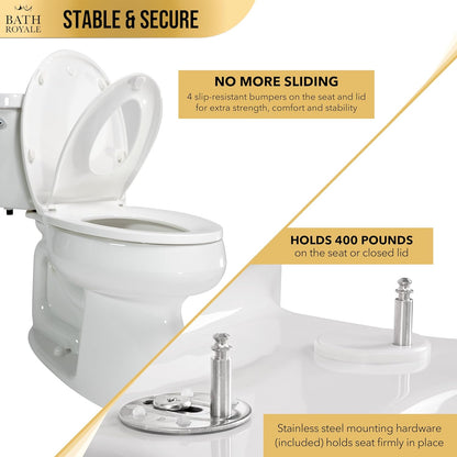 BATH ROYALE Potty Training Seat - Soft Close, Kingsport BR721-00, Elongated White, Adult & Child Combo