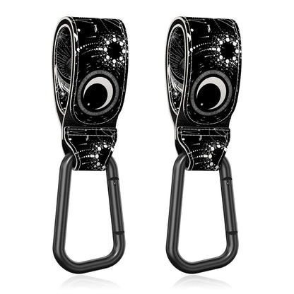 Baby Stroller Hooks for Hanging Bags, Universal Stroller Clips Accessories, Mommy Hook for Diaper Bag, Shopping Cart, Purse, Backpack - 2 Pack, Abstract Leaf