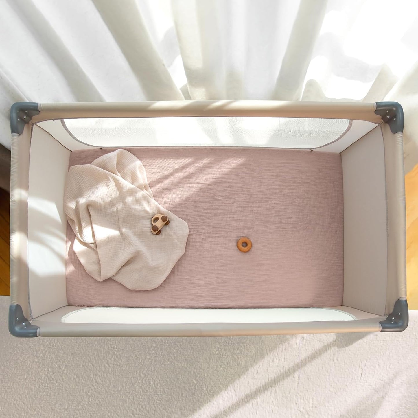 lulumoon Muslin Bassinet Sheets for Baby: Soft Bedside Sleeper Bassinet Fitted Sheets for Boys and Girls