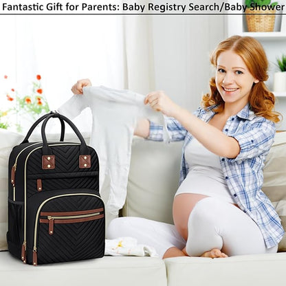 Tenot Diaper Bag Backpack for Women with Changing Pad, Baby Bag with Insulated Pockets Multifunctional Diaper Bags For Baby Girl Boy Waterproof Baby Bags For Boys Girls Maternity Bag Black