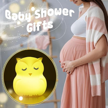 Baby Night Light for Car Seat- Dimming Function 9 Colors Changing Eye Caring Portable Rechargeable & Timing Bedside Lamp Light Up Toddler Bed Room Travel Essentials Squishy Silicone Infant BPA Free